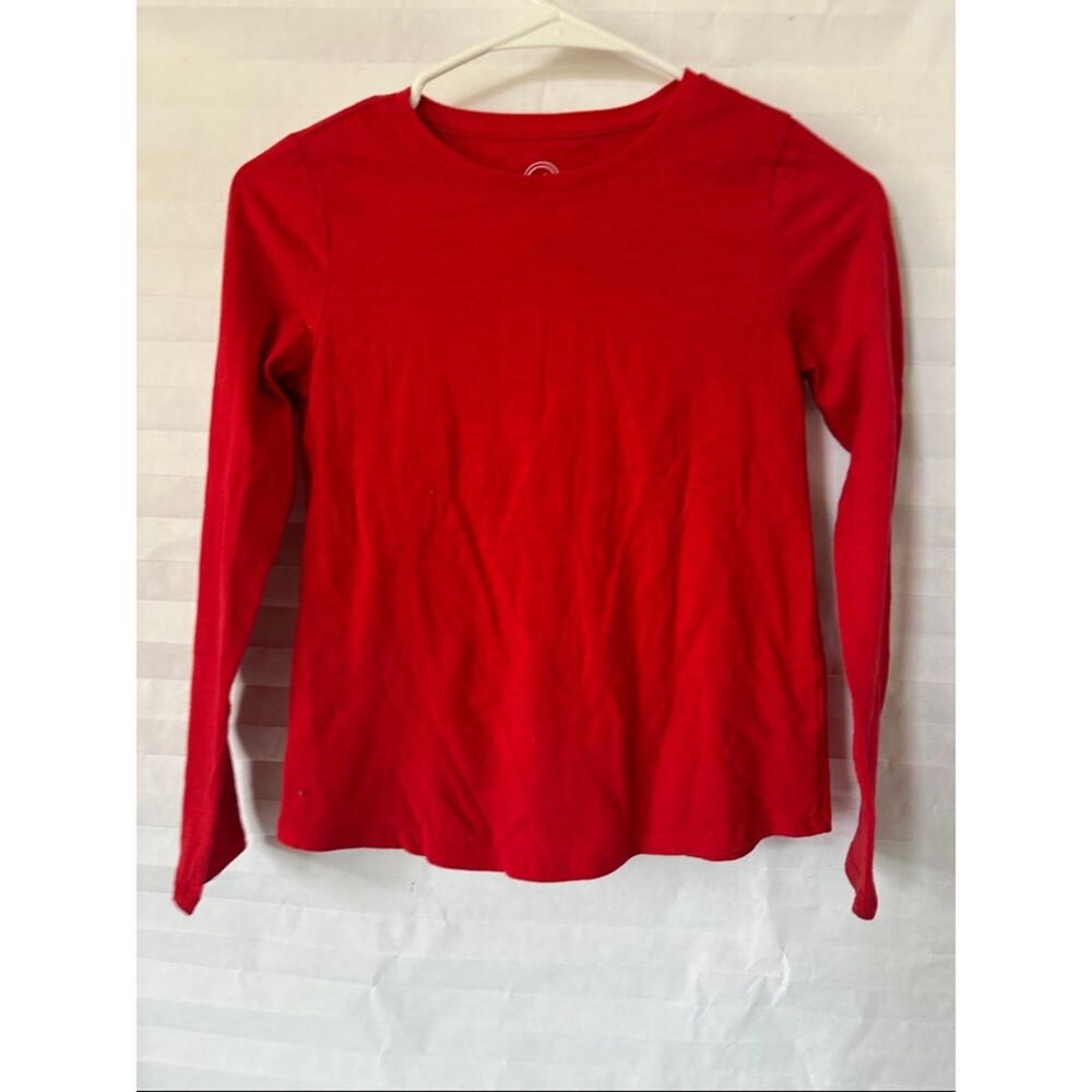 Wonder Nation Girls Long Sleeve Red Tee Size Large Casual Top